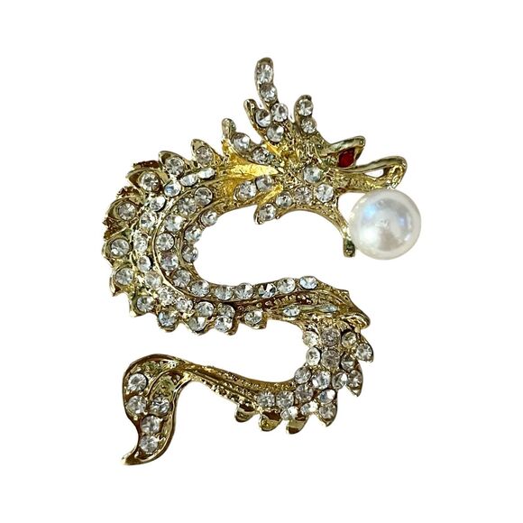 Chinese Style Dragon Brooch for New Year - Creative Rhinestone Pin Accessory ... - Picture 5 of 5
